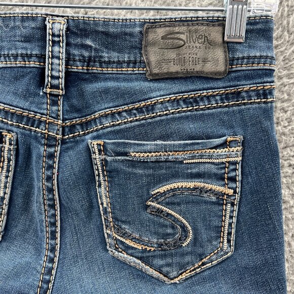 Silver Suki Jeans Skinny Womens 26/29 Blue Stretch Denim Heavy Stitching - Picture 3 of 10